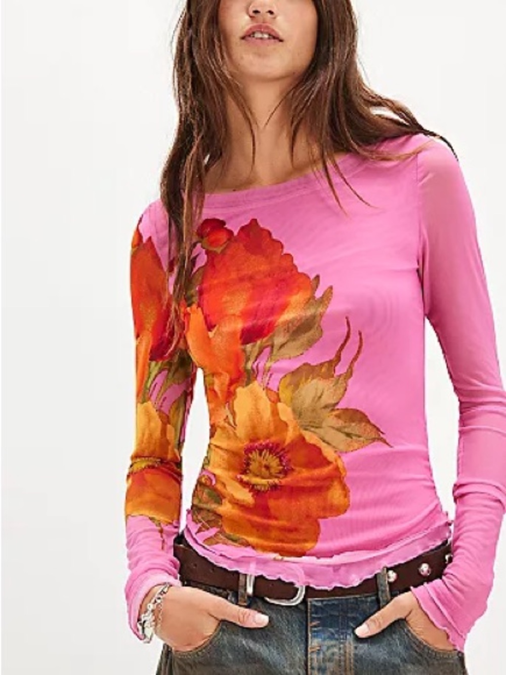 NWT FREE PEOPLE Lilly printed long sleeve top